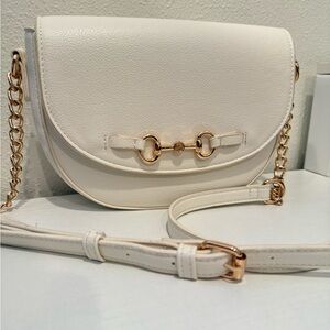 Anne Klein White Leather Shoulder Bag